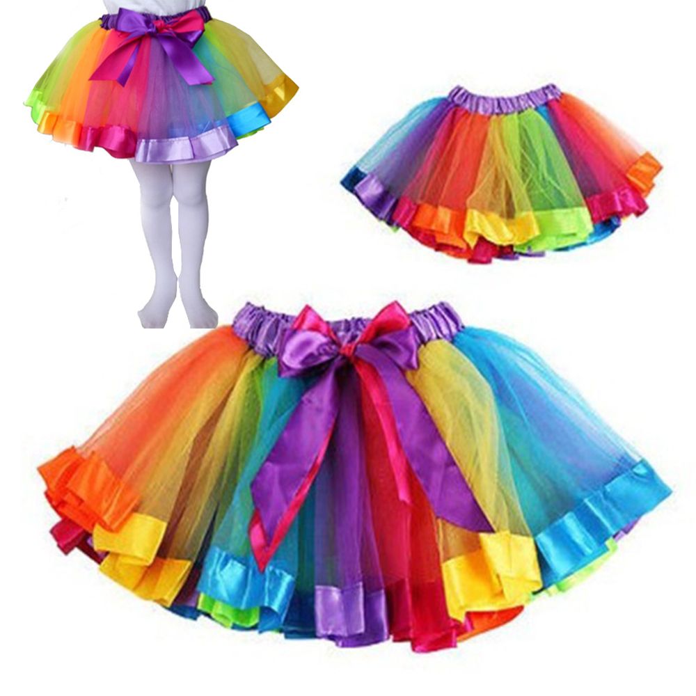 Toddler Girl Tulle Party Dress - فستان أميرة بألوان قوس قزح للأطفال
