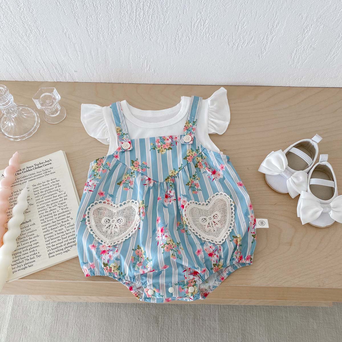 بدلة أطفال بناتي بأكمام مرفرفة - مراجعة Newborn Baby Girl Romper Floral وسعره
